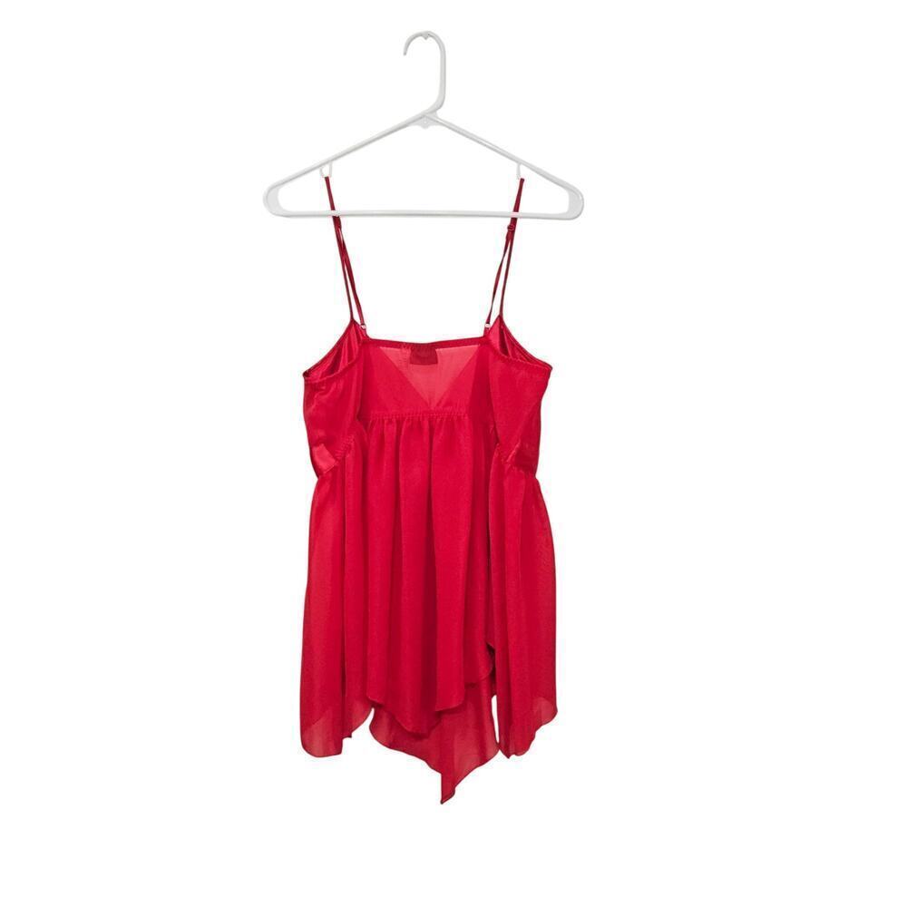 Y2K Frederick's of Hollywood Red Babydoll Lingerie V-Neck Top Sheer Sz XL - Picture 2 of 5